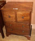 A Regency style mahogany commode, W.63cm D.43cm H.80cmCONDITION: The top is faded, the interior is