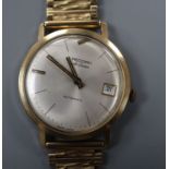 A gentleman's late 1960's 9ct gold Record de Luxe automatic wrist watch, on an associated 9ct gold