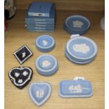 A collection of Wedgwood Jasperware Mother's Day and Valentine's Day plates and a quantity of pin