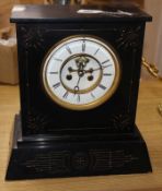 A Victorian slate mantel clock, height 36cm