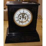 A Victorian slate mantel clock, height 36cm