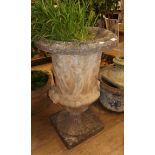 A large reconstituted stone Campana garden urn, H.96cm Condition report: The urn body has a large