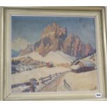 A. Kraus, oil on canvas, Alpine landscape in winter, signed and dated '42, 41 x 46cmCONDITION: