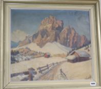 A. Kraus, oil on canvas, Alpine landscape in winter, signed and dated '42, 41 x 46cmCONDITION: