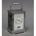 A French silvered brass carriage clock