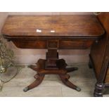 A Regency mahogany card table, W.92cm D.46cm H.70cm Condition report: The veneer to the top has four