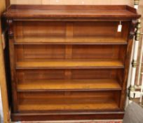 A Victorian mahogany open bookcase, W.140cm D.36cm H.129cmCONDITION: The top has minor scratching