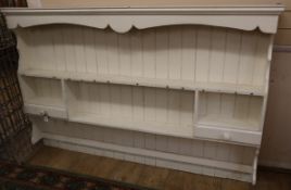 A Victorian style painted pine plate rack, W.180cm, D.16cm, H.120cm W.180cm