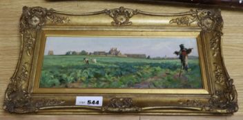 Norman Prescott Davies (fl.1880-1900), oil on board, 'In The Cabbage Field', signed and dated