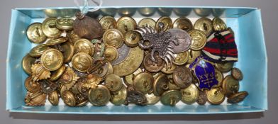 Assorted medallions and military buttons etc.