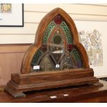 A French oak framed stained glass panel, W.80cm D.25cm H.65cm Condition report: Five or six of the