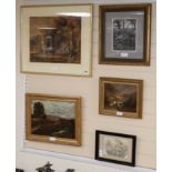 19th century English School, five assorted landscape studies, largest 37 x 46cm