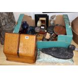 A quantity of mixed collectibles including an oak desk stand, decoy duck etc