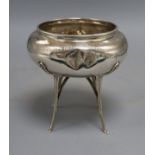 A 1920's white metal trophy bowl, with engraved inscription (lacking cover?), stamped Barton Silver,
