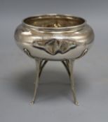A 1920's white metal trophy bowl, with engraved inscription (lacking cover?), stamped Barton Silver,