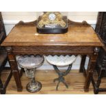A late Victorian oak console table, W.106cm, D.48cm, H.18cm