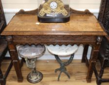A late Victorian oak console table, W.106cm, D.48cm, H.18cm