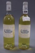 Two bottles of Pavilion de Margaux Blanc 1987