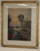 Willmote after Turner, coloured engraving, Fantasy landscape, 51 x 38cmCONDITION: Ground paper a