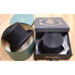 A Herbert Johnson top hat and an Ede & Ravenscroft top hat, both boxed