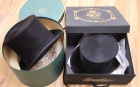 A Herbert Johnson top hat and an Ede & Ravenscroft top hat, both boxed