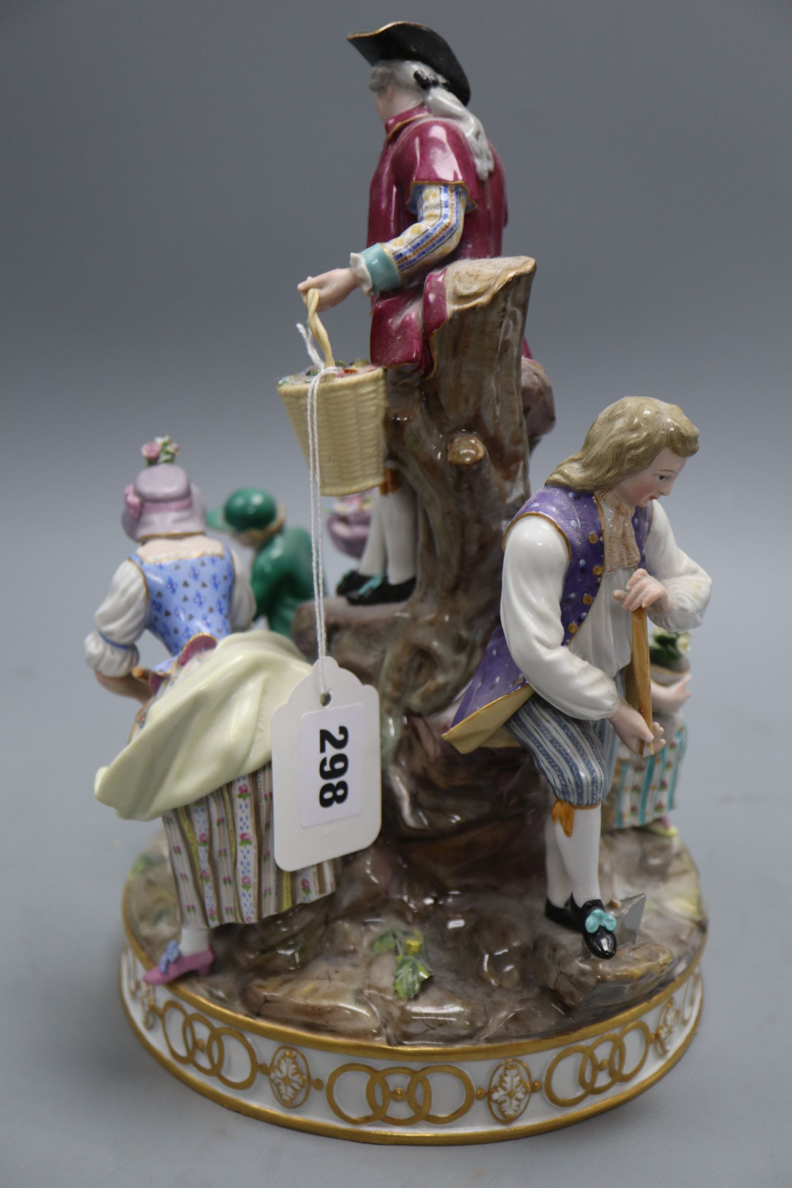 A 19th century Meissen gardening group, height 29cm, model D97CONDITION: Several breakages including - Image 7 of 10