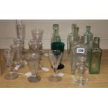 A quantity of glasses and glass bottlesCONDITION: The glasses appear good, although with some wear