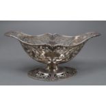 A George V pieced silver oval pedestal dish, Josiah Williams & Co, London, 1912, lenth 27.4cm, 11.