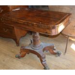 A George IV rosewood card table, W.91cm, D.46cm, H.76cmCONDITION: Formerly restored, the top is