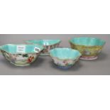 Four 19th century Chinese supper dishes, three with Tongzhi seal marks, 14- 20cmCONDITION: All three
