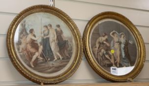 After Angelica Kauffman, pair of coloured engravings, Classical scenes, tondo, 29cmCONDITION: Both