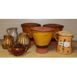 An agateware jug and seven other pieces (8)CONDITION: All good apart from the small teapot which has