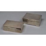 Two silver mounted cigarette boxes, including late 1950's, largest 14.1cm, gross 31 oz.CONDITION: