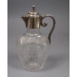 A late Victorian silver mounted cut glass claret jug, Mappin & Webb, Sheffield, 1898, 21.5cm.