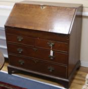 An 18th century banded oak bureau, W.92cm, D.56cm, H.99cm