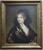 Abbott after Goya, oil on canvas, Doña Isabel de Porcel, signed, 55 x 44cm