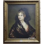 Abbott after Goya, oil on canvas, Doña Isabel de Porcel, signed, 55 x 44cm