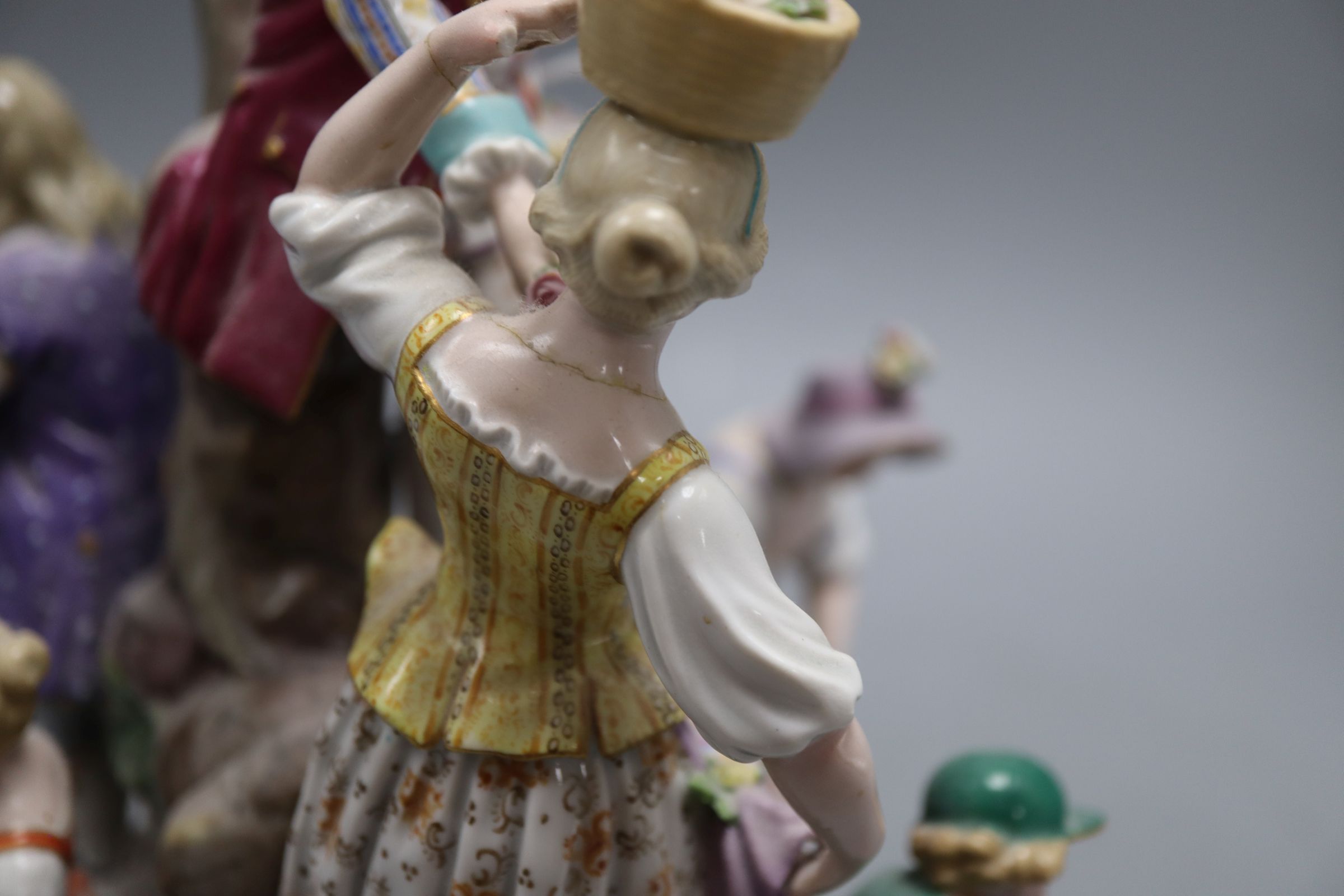 A 19th century Meissen gardening group, height 29cm, model D97CONDITION: Several breakages including - Image 5 of 10