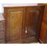 A George III mahogany cupboard enclosed by panelled doors, W.94cm, D.29cm, H.111cm