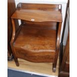 A George III mahogany serpentine commode, W.58cm D.50cm H.80cm Condition: All surfaces scratched and