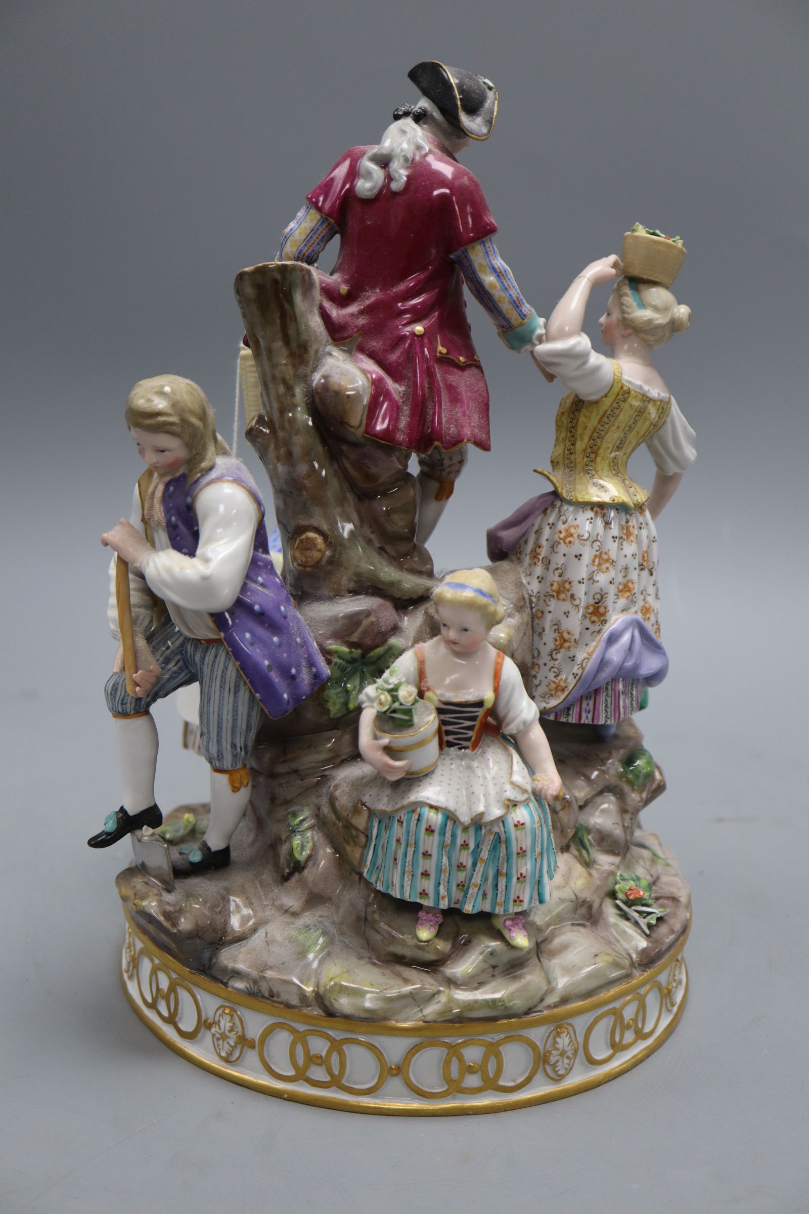 A 19th century Meissen gardening group, height 29cm, model D97CONDITION: Several breakages including - Image 6 of 10
