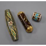 Three assorted Indian curios including gem and diamond set and enamelled, largest 7cm.