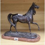 After Mene. A bronze horse, on marble base, overall height 29cm