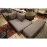 An Italian B & B grey fabric sofa, chaise and footstool, sofa W.230cm, D.95cm, H.70cmCONDITION: Some