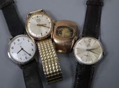 Four assorted gentleman's steel wrist watches, including Oris.