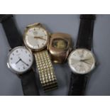 Four assorted gentleman's steel wrist watches, including Oris.