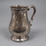 A Victorian provincial silver engraved baluster mug, Josiah Williams & Co, Exeter, 1873, 14.6cm, 8.5
