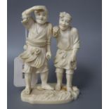 A Japanese ivory okimono of two gentlemen, height 13cm