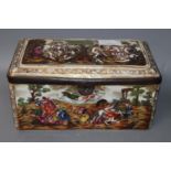 A Capo di Monte casket and nine various enamel and other boxes (10)