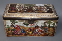 A Capo di Monte casket and nine various enamel and other boxes (10)